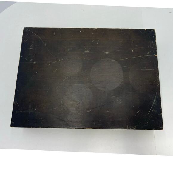 Antique Vintage Wooden Silverware Flatware Chest Blue Fabric Lined Storage Box - Picture 6 of 10